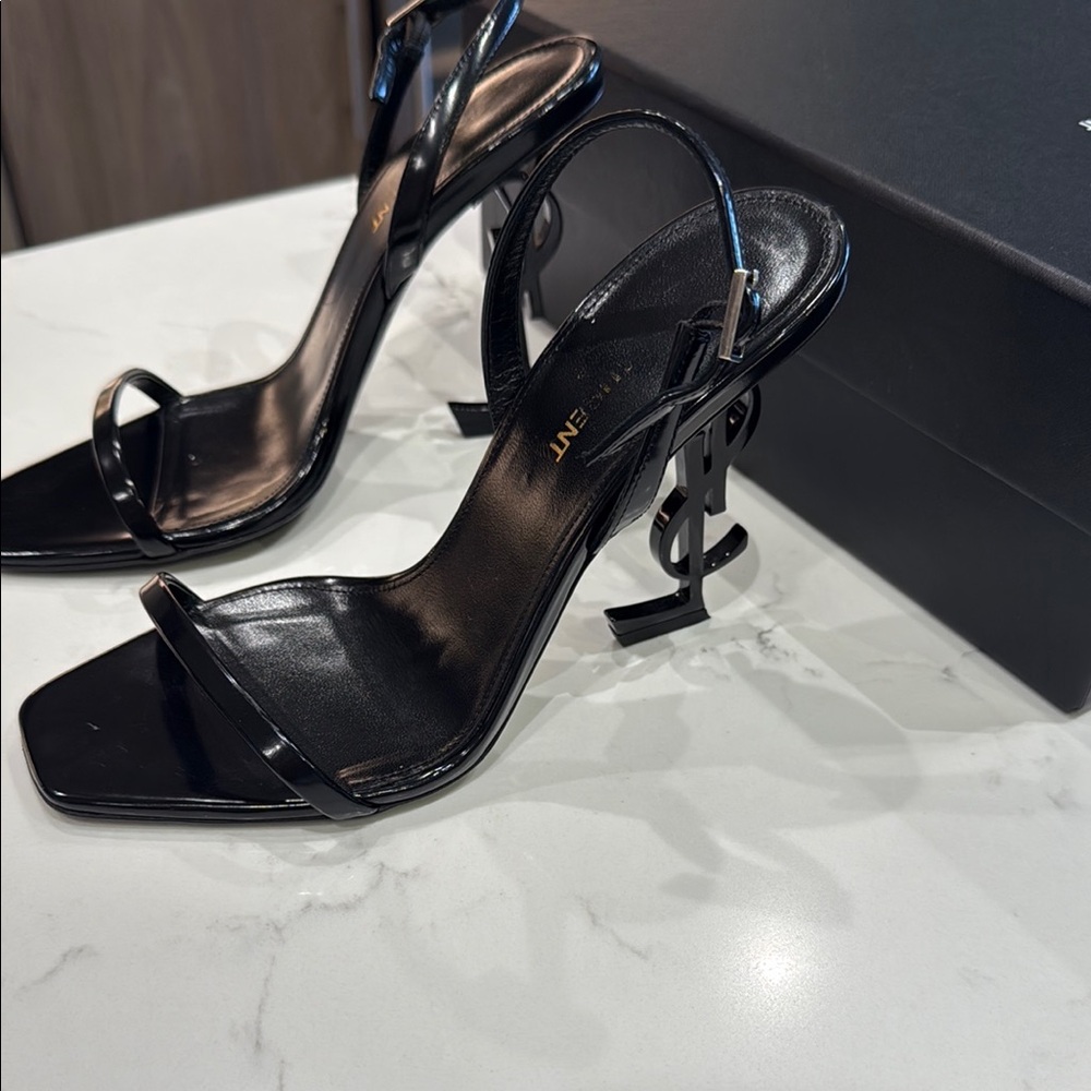 Yves Saint Laurent Black Strappy Heels